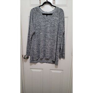 Banana Republic Top Womens XL‎ Grey Space Dye V-Neck Long Sleeve Knit Pullover